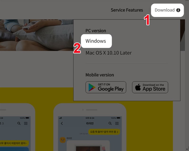Truy cập trang web KakaoTalk, chọn "Download"