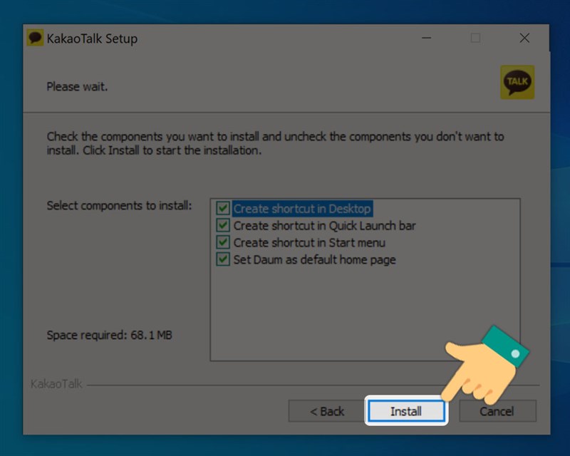 Nhấp "Install" để bắt đầu quá trình cài đặt